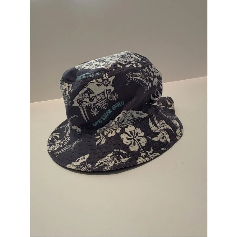 Disney Blue and White Mickey Island Print Bucket Hat with Teal Accents